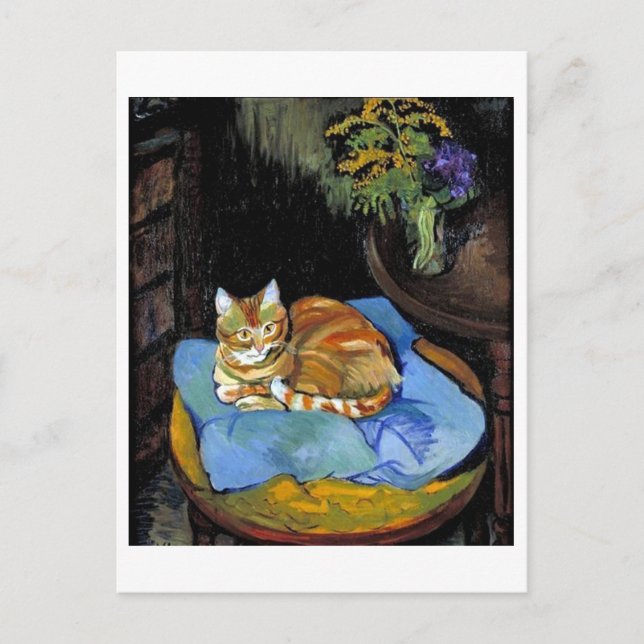 Postal Gato y flores en vase, Suzanne Valadon (Anverso)