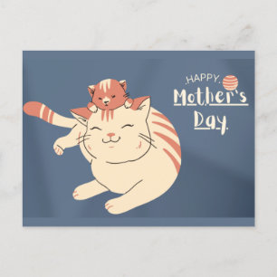 Postal Gato y gatito felices del día de la madre