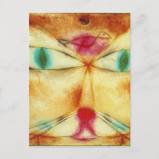 Postal Gato y pájaro de Paul Klee (Anverso)
