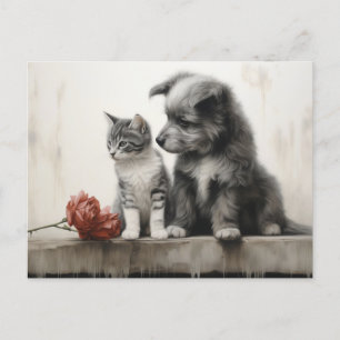 Postal Gato y perro