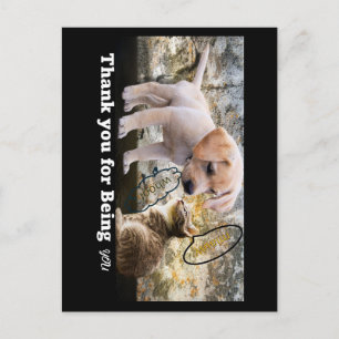 Postal Gato y perro con texto gracias