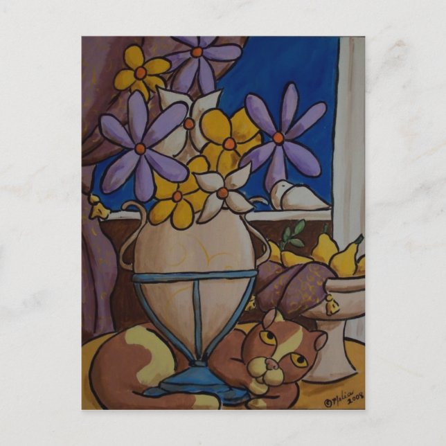 Postal Gato y piedos (Anverso)