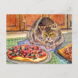 Postal Gato y pizza