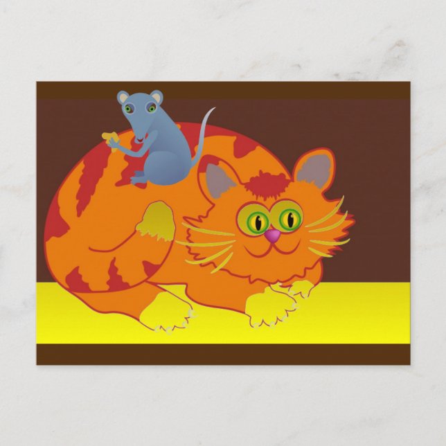 Postal Gato y ratón (Anverso)