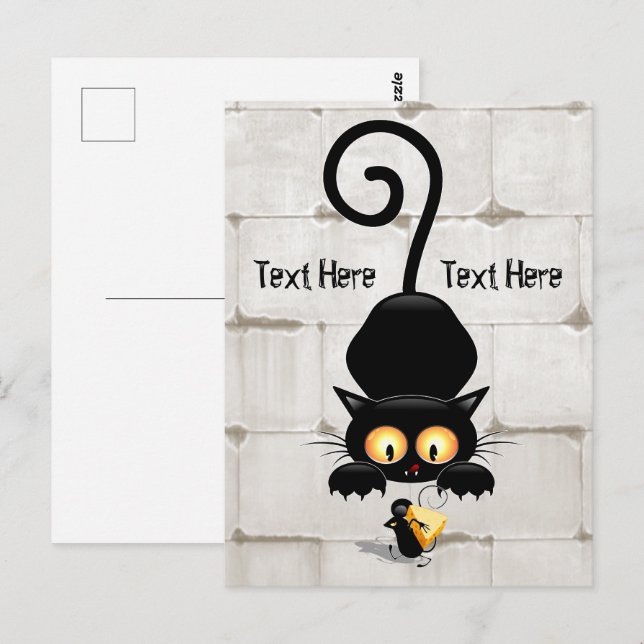 Postal Gato y ratón con personajes de dibujos animados di (Anverso / Reverso)