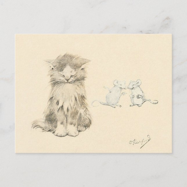 Postal Gato y ratones (Anverso)