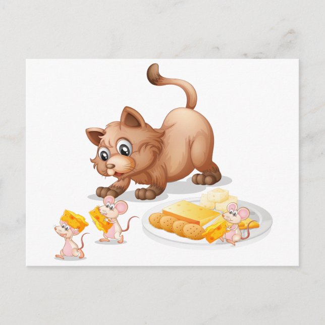 Postal Gato y ratones (Anverso)