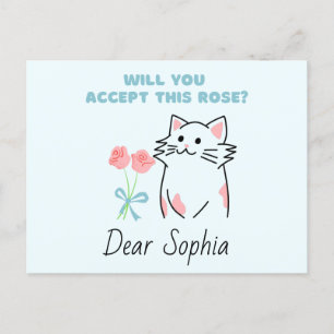 Postal Gato y Rosa Adorable