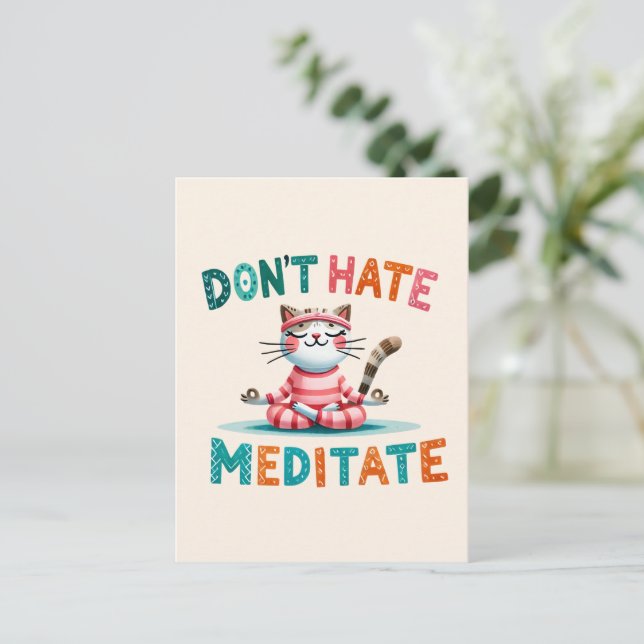 Postal Gato Yoga Pose - No Odies, Meditate (Anverso de pie)