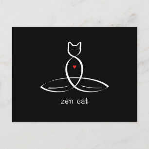 Postal Gato Zen - Texto de estilo brillante.