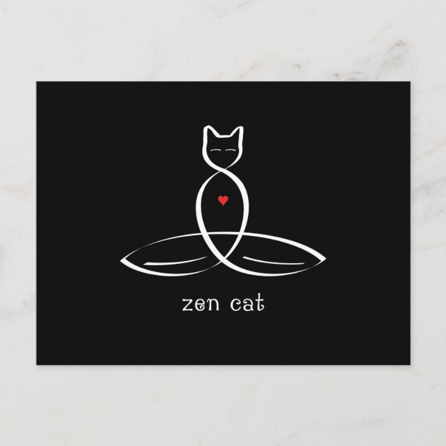 Postal Gato Zen - Texto de estilo brillante. (Anverso)