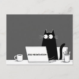 Postal Gato Zero Motivación – Divertido Cartoon de Trabaj