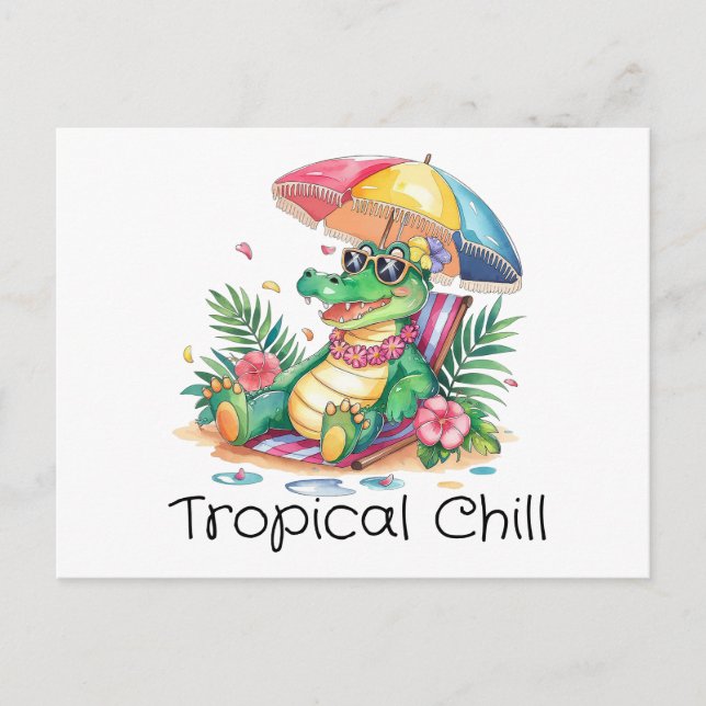Postal Gator de relajación de la píldora tropical (Anverso)