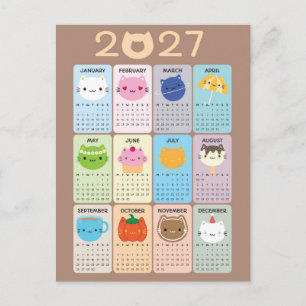Postal Gatos Adorables & Gatitos Kawaii Calendario 2027