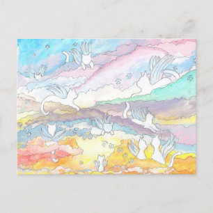 Postal Gatos ángeles en el cielo, simpatía, pérdida de ma