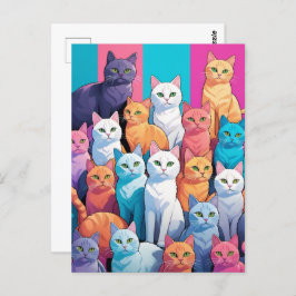 Postal Gatos arcoiris, paso a paso