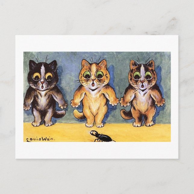 Postal Gatos aterradores de Louis Wain (Anverso)