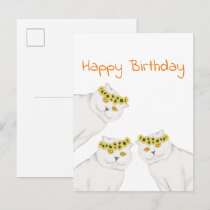 Postal Gatos blancos Feliz cumpleaños