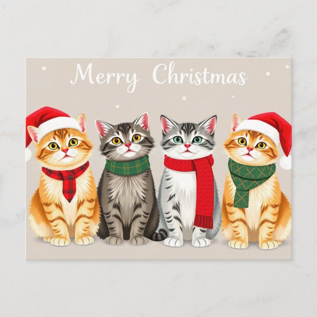 Postal Gatos cortos en Santa Sombreros Feliz Diseño de Na (Anverso)