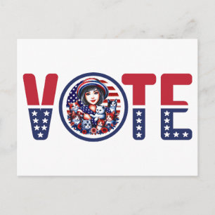 Postal Gatos damas para el voto de Kamala