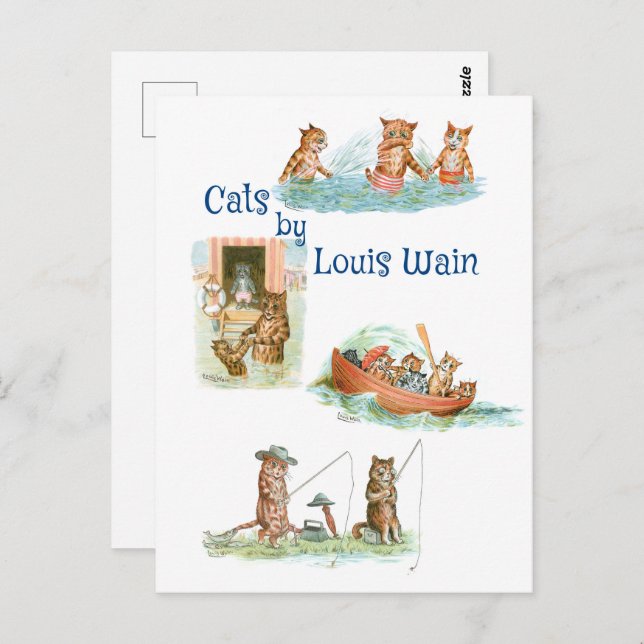 Postal Gatos de agua por Louis Wain (Anverso / Reverso)