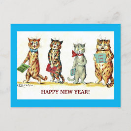 Postal Gatos de Año Nuevo cantan Auld Lang Syne, cuentapr