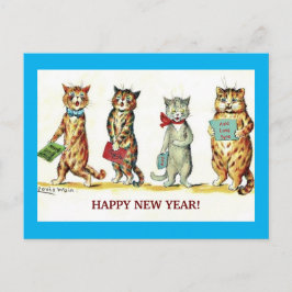 Postal Gatos de Año Nuevo cantan Auld Lang Syne, cuentapr