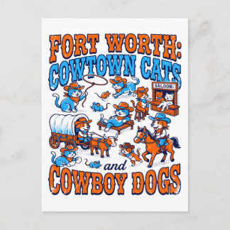 Postal Gatos de Cowtown y perros vaqueros de Fort Worth