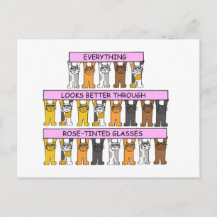 Postal Gatos de Dibujos Animados con Gafas de Color de Ro