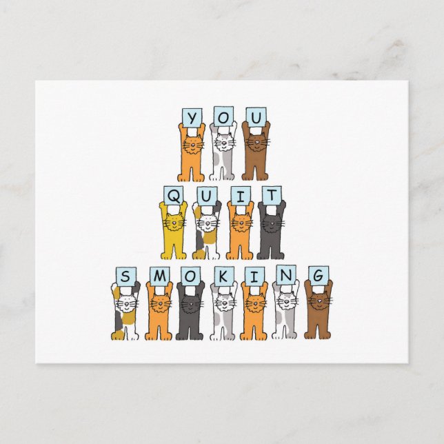 Postal Gatos de Dibujos Animados Dejaste de Fumar (Anverso)