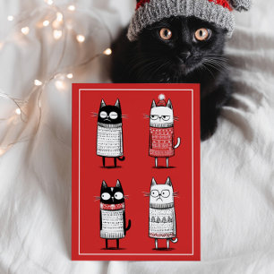 Postal Gatos de Dibujos Animados Divertidos Amante Rojo N