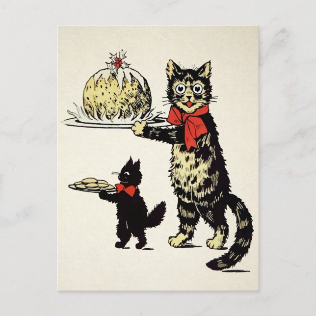 Postal Gatos de época que sirven Navidades de postre (Anverso)