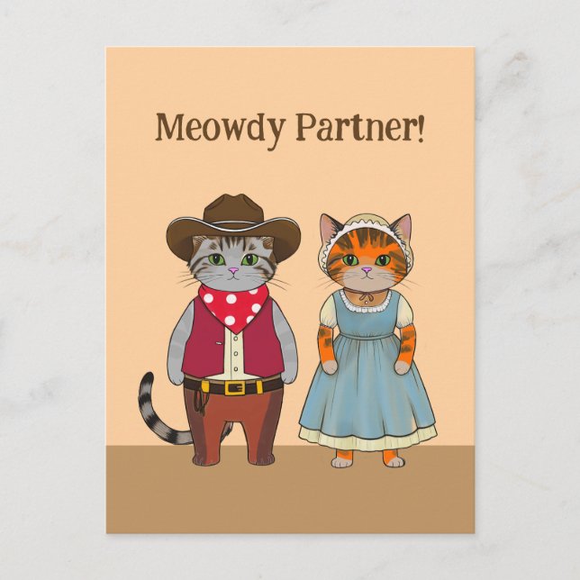 Postal Gatos de estilo occidental Valentine Wild West (Anverso)