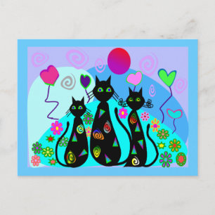 Postal "Gatos de fantasía de verano"