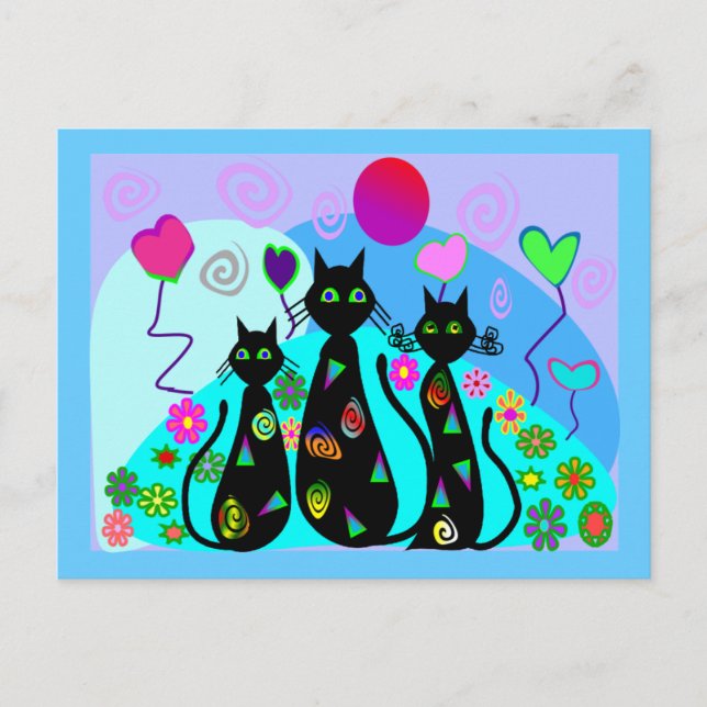 Postal "Gatos de fantasía de verano" (Anverso)