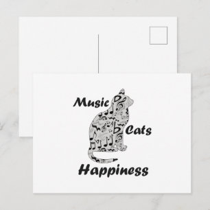 Postal Gatos de Música Felicidad - Músico Amante de los G
