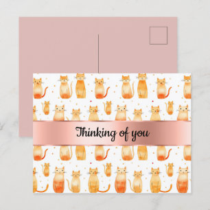 Postal Gatos de Naranjas de la liebre pensando en ti
