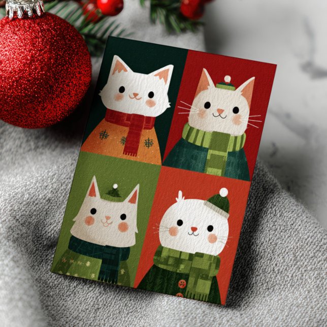 Postal Gatos de Navidad de Dibujos Animados Lindos Navida (Subido por el creador)