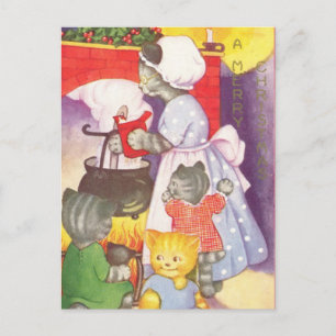 Postal Gatos de Navidad Vintage