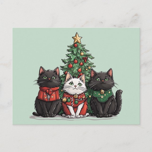 Postal Gatos de Navidades cortos (Anverso)