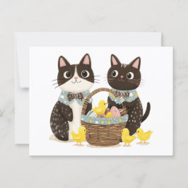 Postal Gatos de Pascua Cesta de Pascua Bebés