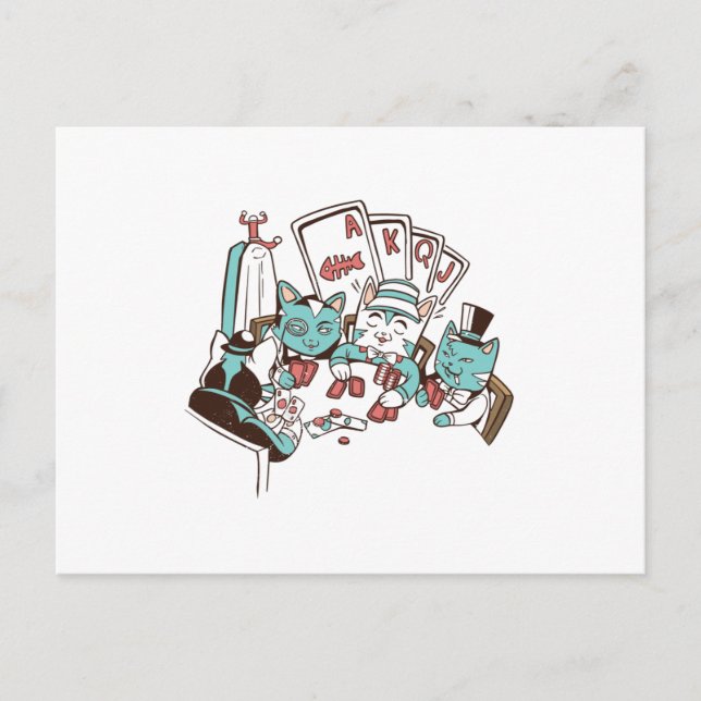 Postal Gatos de póker (Anverso)