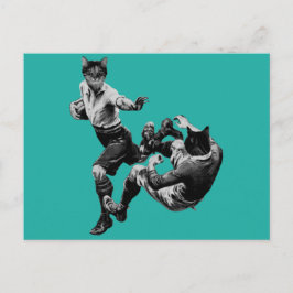 Postal gatos de rugby de época divertida