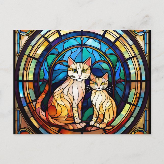 Postal Gatos de vidrio manchado de IA (Anverso)