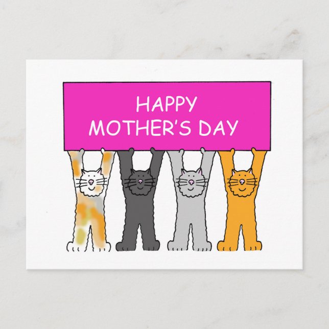Postal Gatos del Día de la Madre Feliz (Anverso)