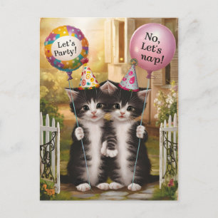 Postal Gatos divertidos de cumpleaños del signo zodiacal 