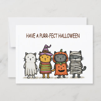 Postal Gatos divertidos Feliz Halloween