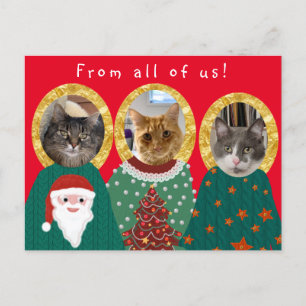 Postal Gatos divertidos Navidades feos personalizados sué