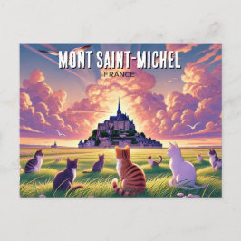 Postal Gatos en Mont Saint-Michel Francia