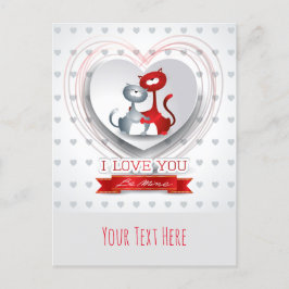 Postal Gatos enamorados del corazón